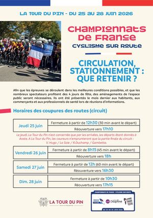 Championnats de France de cyclisme - Stationnement et circulation