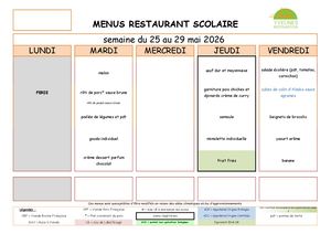 06 Juin 2026 Menus