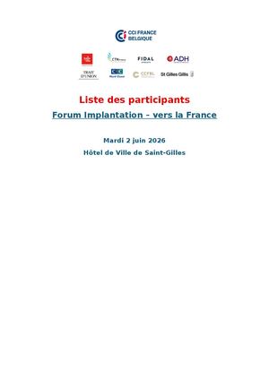 Liste Des Participants Forum Implantation 2 Juin