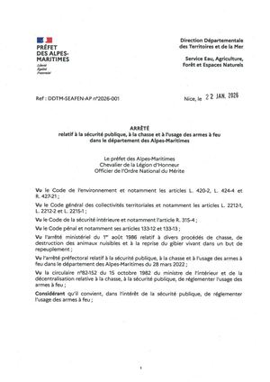 20260122 Ddtm Seafen Ap N°2026 001 Relatif à La Sécurité Publique