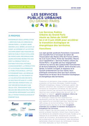 Communiqué de presse | Les Services Publics Urbains du Grand Paris réunis au Salon de l’AMIF les 2 et 3 juin 2026 pour accélérer la transition écologique et énergétique des territoires franciliens