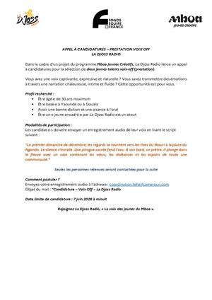IFC- Appel À Candidature Voix Off