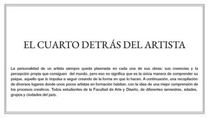 El Cuarto Detrás Del Artista
