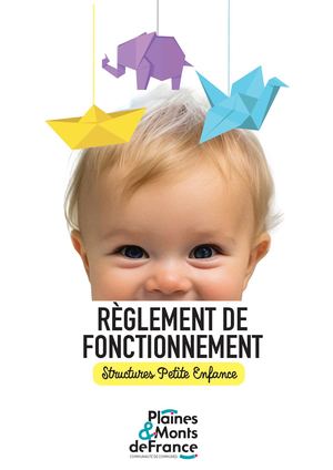 Règlement des structures de la Petite Enfance 2026
