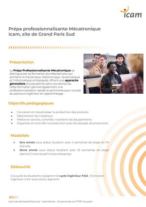 Grand Paris Sud - Prépa professionnalisante Mécatronique
