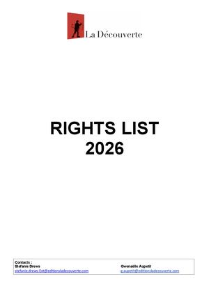 La Decouverte Rights List 2026