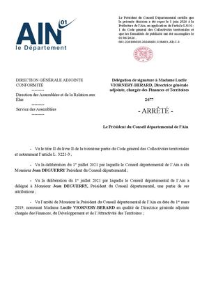Délégation De Signature à Madame Lucile VIORNERY BERARD, Directrice Générale Adjointe, Chargée Des Finances Et Territoires