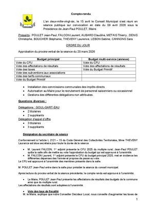 Compte Rendu Du 15 Avril 2026