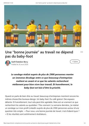 Une “Bonne Journée” Au Travail Ne Dépend Pas Du Baby Foot