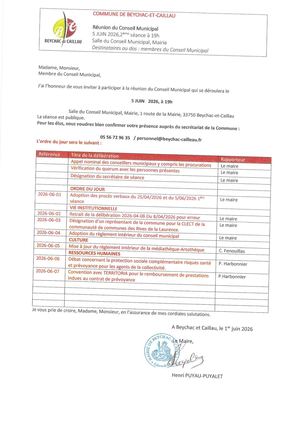 Convocation 05 Juin 2026 19h