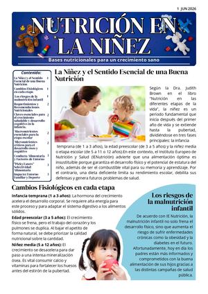 Boletín (Newsletter) Grupo 4 Nutrición En La Niñez 1
