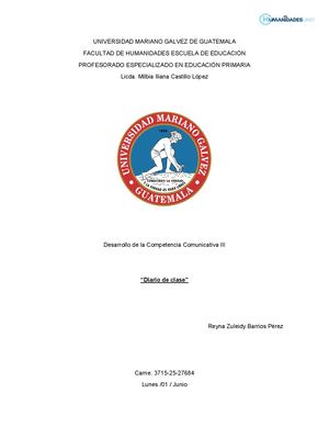 Semana 15 Comunicativa Diario De Clase