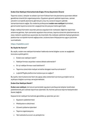 Evden Eve Nakliyat Hizmetlerinde Doğru Firma Seçiminin Önemi