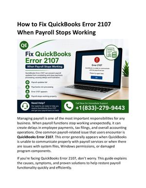 Fix QuickBooks Error 2107 When Payroll Stops Working – Complete Guide