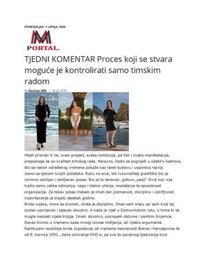 TJEDNI KOMENTAR Proces koji se stvara moguće je kontrolirati samo timskim radom