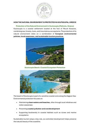 How The Natural Environment Is Protected In Koutsoupia