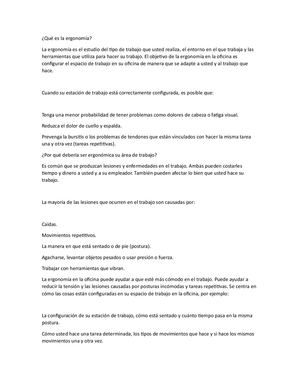 Qué Es La Ergonomía