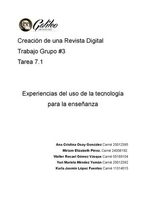 Revista Digital Experiencias Del Uso De La Tecnología Para La Enseñanza