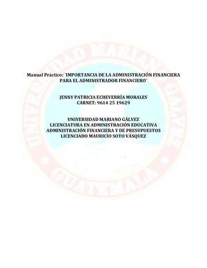 Manual Práctico: “Importancia de la Administración Financiera para el Administrador Educativo”