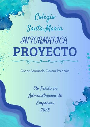 Documento A4 Portada Carátula De Proyecto De Arte Y Creatividad Acuarelas Orgánico Azul Y Turquesa