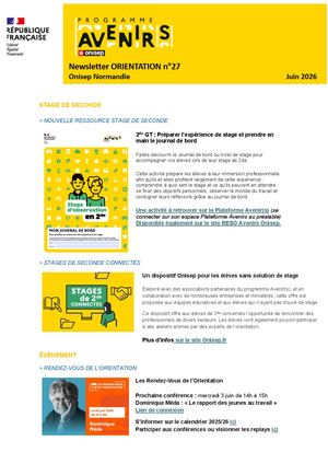 Newsletter Onisep Normandie Juin 2026