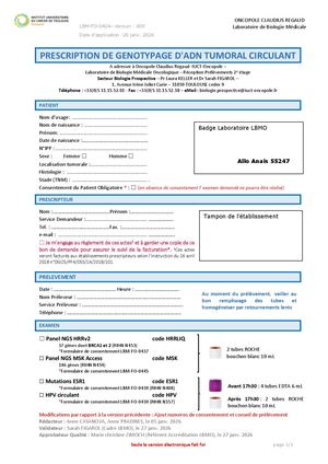 LBMO-FO-0424 Prescription de genotypage d'un ADN tumoral circulant