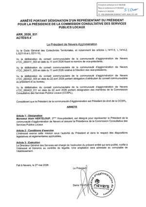 ARR 2026 031 Représentant President CCSPL