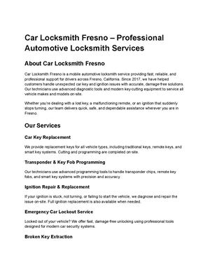 Car Locksmith Fresno