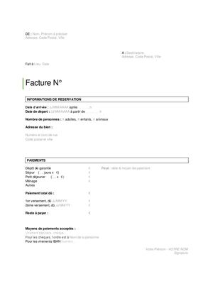 MODELE FACTURE DE LOCATION SAISONNIERE