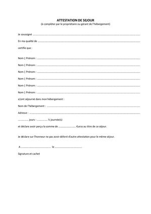 MODELE ATTESTATION DE SEJOUR