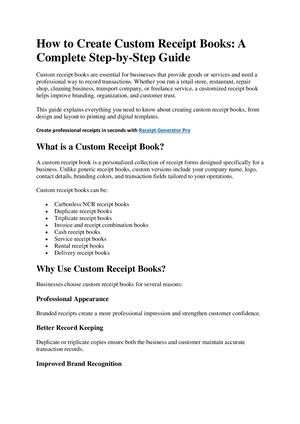 How To Create Custom Receipt Books