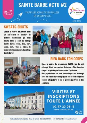 Newsletter Collège Avril 26