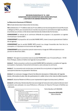 DM 19 2026 - Signature D'une Convention Avec Mairie -Info Pour L'édition D'un Agenda Municipal