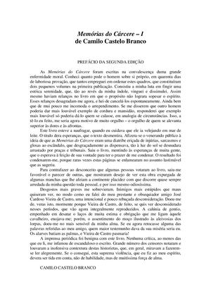 Memórias Do Cárcere I Camilo Castelo Branco