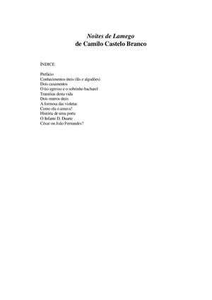 Noites De Lamego Camilo Castelo Branco