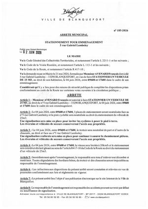 Arrêté n°185-2026