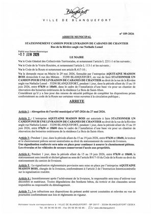 Arrêté n°189-2026