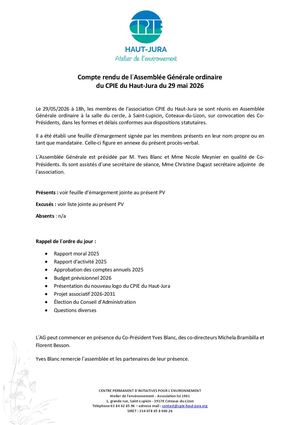 Cr Ag Ordinaire Du Cpie Du Haut Jura 29 05 2026