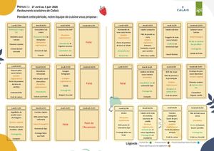 Menus Cantine - Fin 5  juin