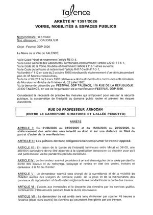 Arrete 1391 2026 Festival Odp 2026 Du 01 Au 03 06 2026