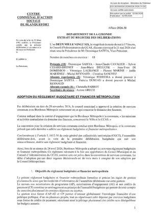 2026 31 Adoption Du Règlement Budgétaire Et Financier Métropolitain