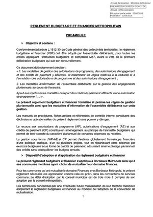 2026 31 Pj Règlement Budgétaire Financier De Bordeaux Métropole