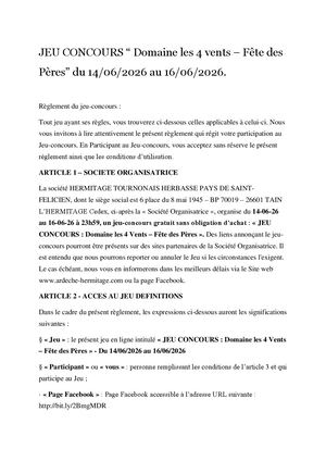 Reglement Jeu Concours Domaine Les 4 Vents Fete Des Peres 2026