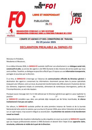 ARS Occitanie Déclaration FO 29 01 26