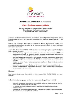 Chef de service Mobilités