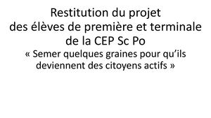 Présentation Soirée Restitution