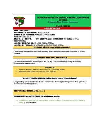 Plan De Clases Iv Sem Tabla Del 2 074127