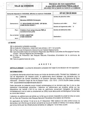 Arreté Dp 021 166 26 00020 Non Opposition Du 07 05 2026
