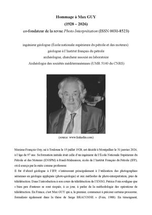 Hommage à Max GUY (1928-2026)