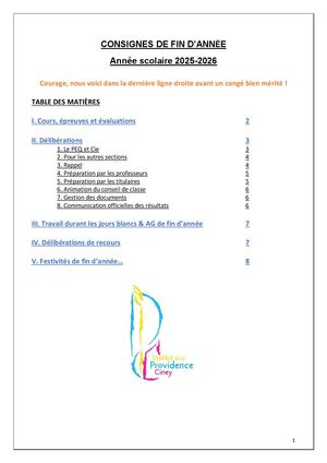Consignes Fin D'année 2026